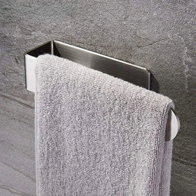 No Drilling Towel Holder Rack Rail Adhesive Towel Bar Stainless Steel Kitchen Bathroom Accessories Black Brushed Hanger