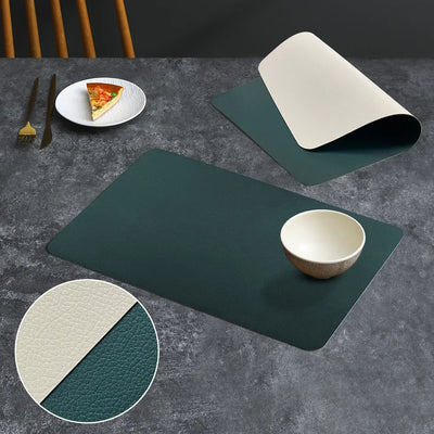 PVC Double-sided Lychee Patterned Leather Dining Table Mat Hotel Home Dining Plate Anti Slip Bowl Square Insulation Mat