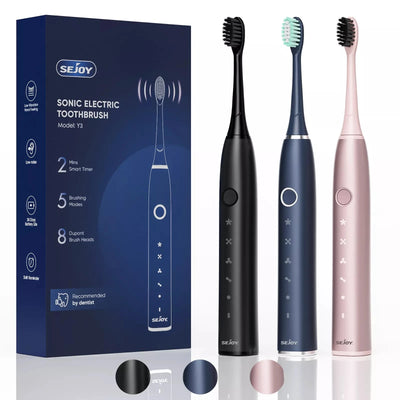 Sejoy Electric Toothbrush Whitening Portable Sonic Toothbrush with Travel Case , 5 Cleaning Modes IPX7 Sonic Electric Toothbrush