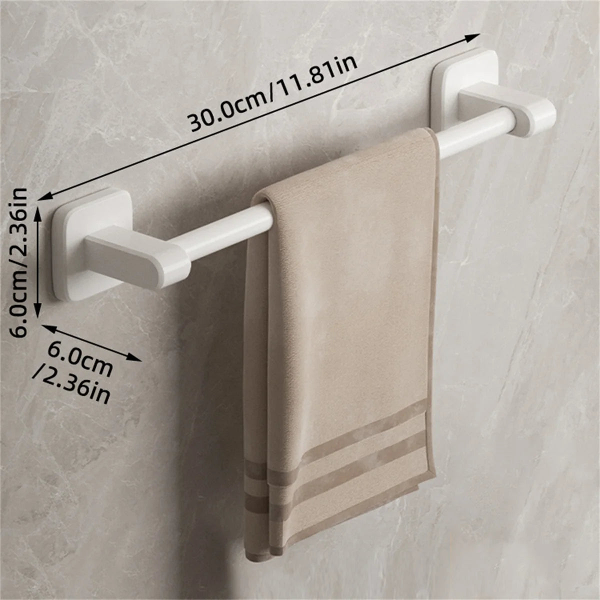 Bathroom Towel Holder White Without Drilling Bathroom Gray Towel Rack Towel Bar Self-Adhesive Bathroom Towel Rack Towel Rail