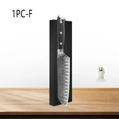 WXCOO Professional Kitchen Chef Knives Set Stainless Steel Boning Knife Damascus Steel Pattern Cleaver Fruit Bread Santoku Knife