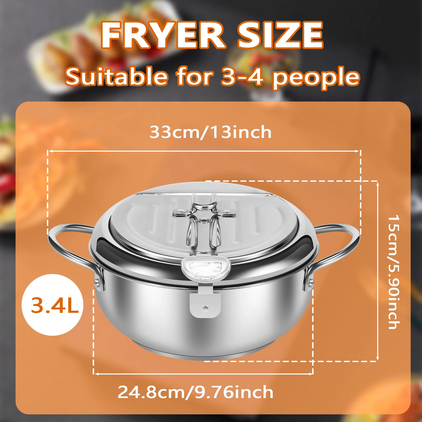 Deep Fryer Pot Stainless Steel Deep Frying Pot 3 Sizes Oil Deep Frying Oil Container With Strainer Basket And Thermometer