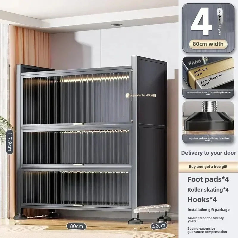 Storage Racks Multi-layer Storage Cabinets, Thickened Carbon Steel, Stainless Steel Feet, Suitable for Kitchen Living Room