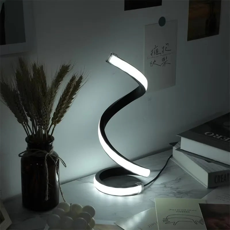 1Pc Modern Minimalist LED Spiral Table Lamp Modern Three Speed Dimming USB Power Button Switch Bedroom Decorative Table Lamp