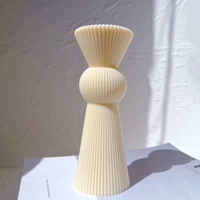 Roman Ribbed Pillar Candle Mold Cylindrical Aesthetic Silicone Mould Geometric Abstract Decorative Striped Soy Wax Mold