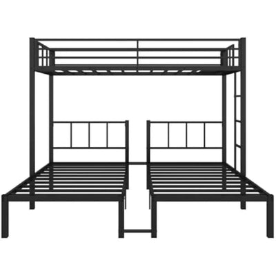 Twin Over Twin & Twin Bunk Beds for 3, Triple Bunk Bed for 3 with Guardrails, Ladder & Upper-Bed Platform, for Children