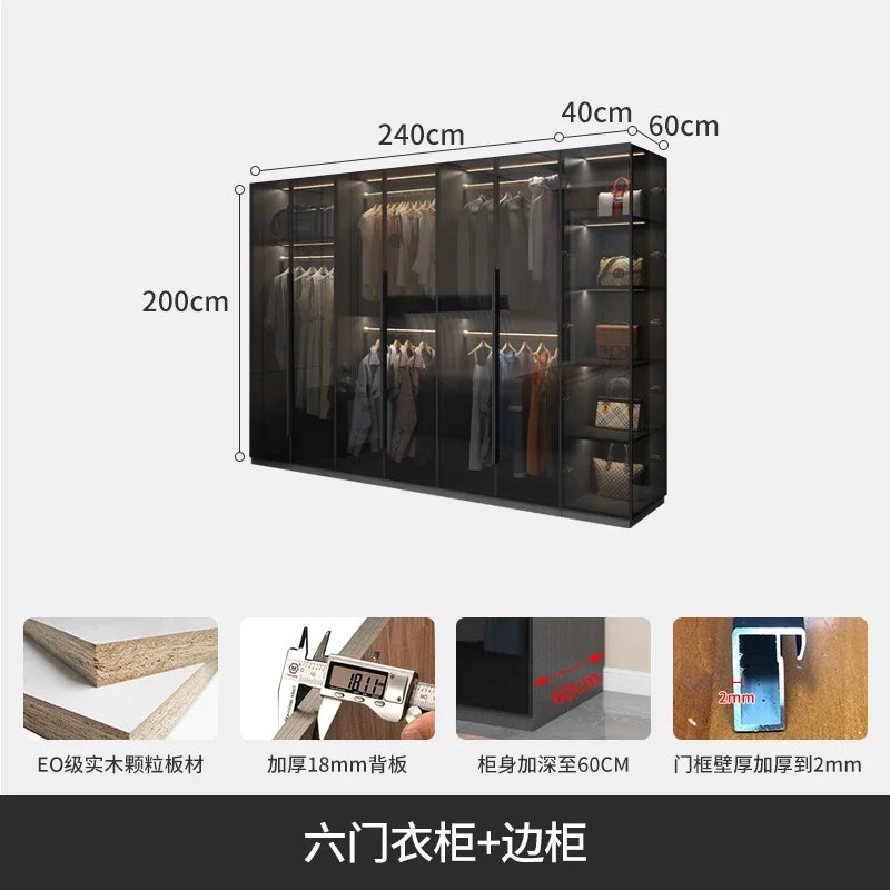 With Glass Doors Wardrobes Multilayer Luxury Storage Open Closets Wardrobes Cabinet Shelves Guarda Roupas Bedroom Furniture