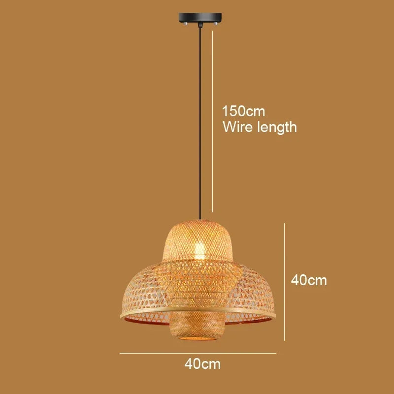 Big Size Bamboo Pendant Lamp Natural Rattan Chandeliers E27 Hand-knitting Café Restaurant Living Room Decor Hanging Lamp Indoor