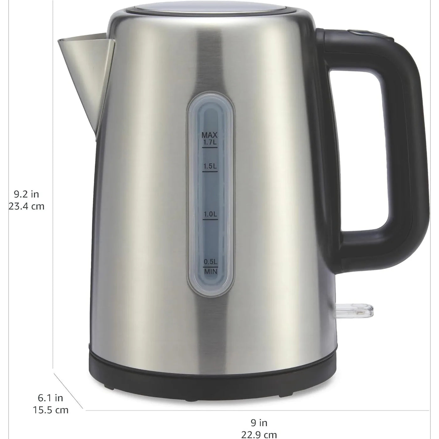 Stainless Steel Electric Kettle, 1.8-Quart (1.7 Liter), 1500 Watts, BPA-Free, Black and Silver