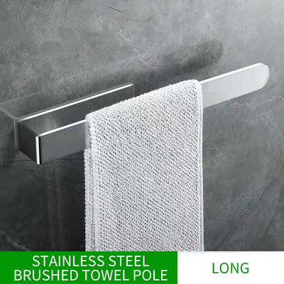 Wall-mounted Towel Rack Stainless Steel No Need To Drill Holes Children's Towel Bar for Home Use  Bathroom Wall Shelf