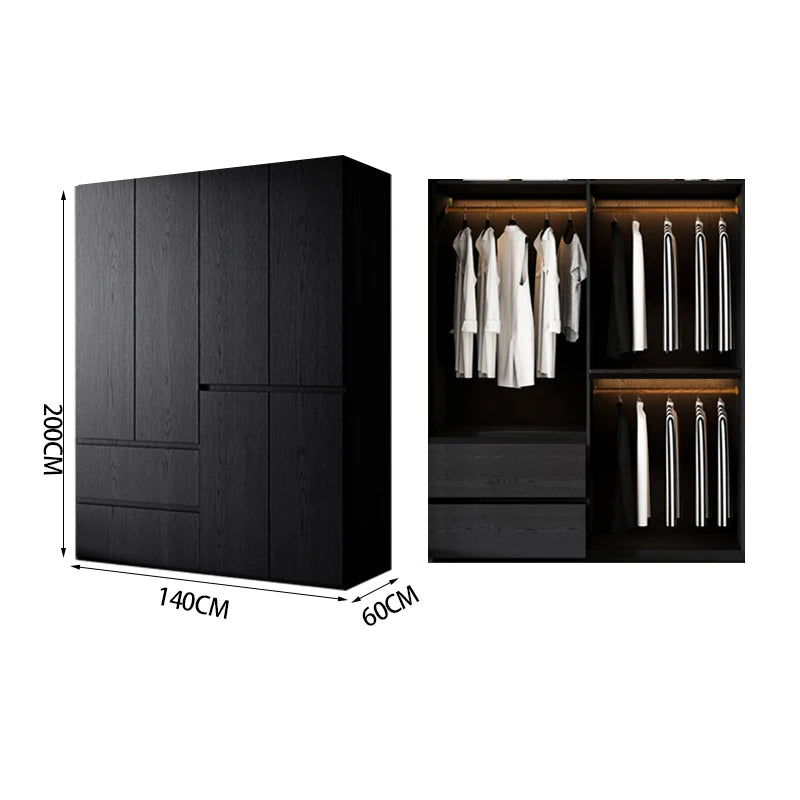 Bedroom Storage Wardrobes Sliding Clothes Black Wooden Girls Rack Cabinets Wardrobes Open Cupboard Guarda Roupa Home Furniture