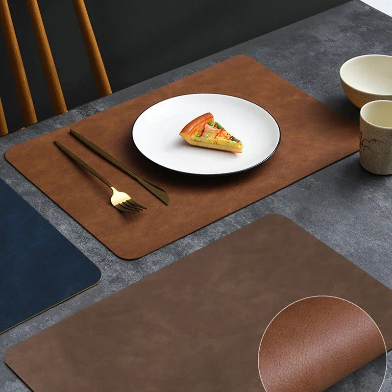 2024 New Faux Leather Placemats Coaster Non-Slip for Kitchen Dining Table Conference Restaurant Coffee Cup Tableware Mat