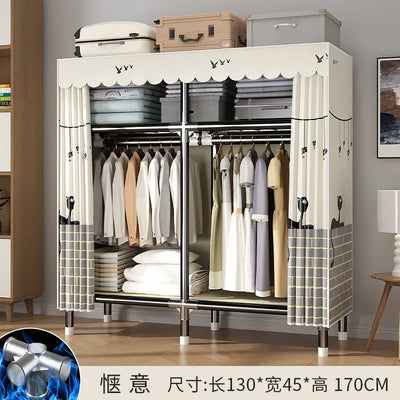 Durable Alloy Steel Wardrobe  HighCapacity Closet with Polyester Taffeta, Easy Clean Bedroom Storage, Clothing Organizer