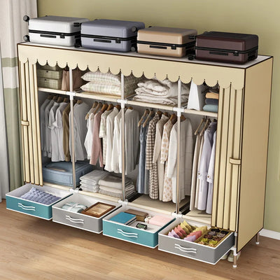 Simple wardrobe, sturdy and durable fabric cabinet, home bedroom assembly, rental room storage cabinet, wardrobe rack