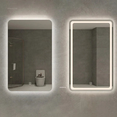 Smart Bath Mirrors Square Touch Screen Bathroom Mirror Home Wall-mounted Lighted Anti-fog Makeup Mirrors Bathroom Fixture Z