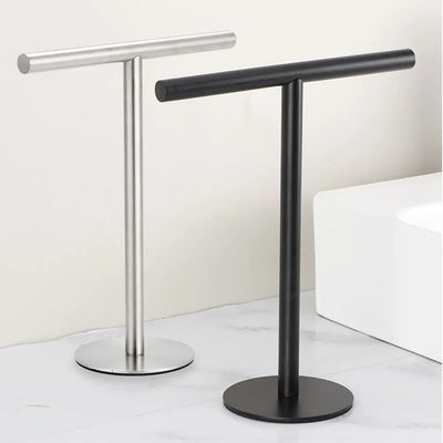 Stainless Steel Hand Towel Holder with Heavy Base T-Shape Towel Bar Rack Countertop Towel Hanger Rack Display Stand for Bathroom