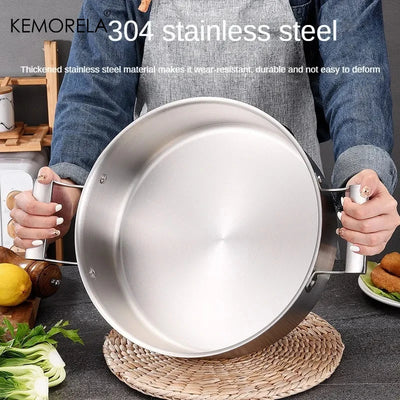 304 Stainless Steel Hot Pot German Five-layer Steel Hot Pot European Style Double Handle Soup Pot With Glass Cover Chinese Pot