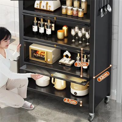 Modern Metal Kitchen Cabinets Kitchen Furniture Multi-layer Storage Cabinet Floor Racks Multi-functional Tableware Cabinet U