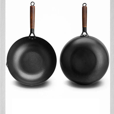 34cm Cast Iron Cauldron Wok Non-stick Skillet Wok Frying Pan Egg Pan Gas Stove Pancake Pan for Home Kitchen Cooking Pots