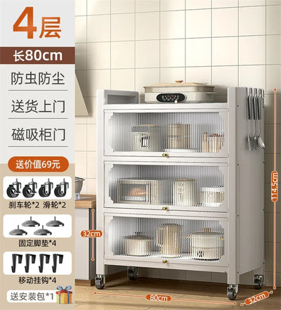 Modern Metal Kitchen Cabinets Kitchen Furniture Multi-layer Storage Cabinet Floor Racks Multi-functional Tableware Cabinet U