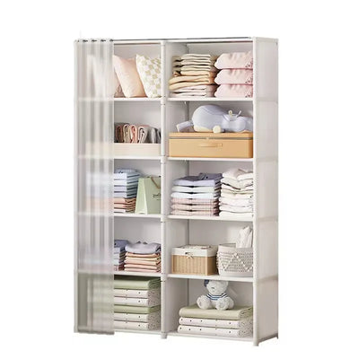 6/5 Layers Dustproof Wardrobe High Capacity Partition Bookshelf Bedroom Open Simple Assembly Storage Cabinet Bedroom Furniture