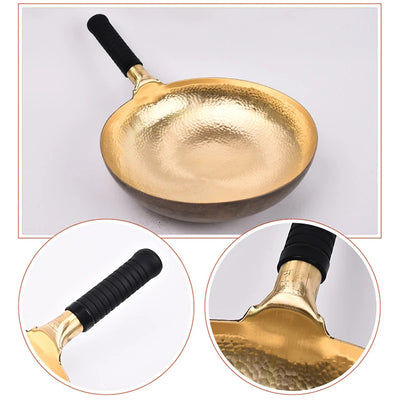 30/32/34cm Brass Wok Hand Hammered Copper Wok Uncoated Cooking Pot Seasoned Woks for Kitchen Gas Stove