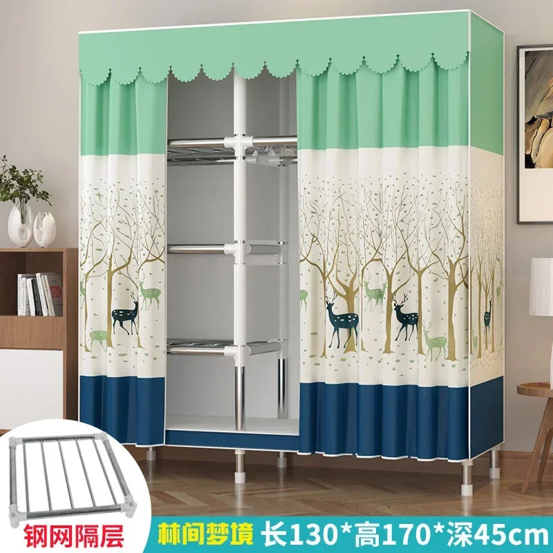 Simple Steel Frame Wardrobe  Easy Assembly, NonWoven Fabric Closet, Durable Storage Solution, Bedroom Organization