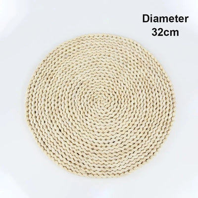 1Pcs round Natural Corn Wool Woven Placemat Heat-Resistant Thickened Insulation Casserole Tea Mat Kitchen Supplies