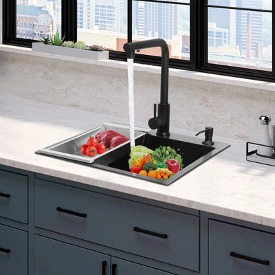 Stainless Steel Nano Coating Black Modern Kitchen Sink, Sink with Faucet, Multifunction Sink Set