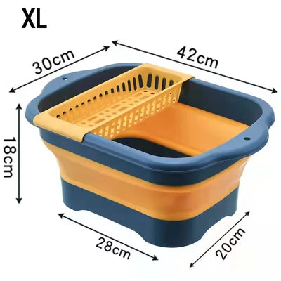 Foldable Strainer Fruit Vegetable Washing Basket Colander Dish Drainer Silicon Collapsible Drainer Kitchen Storage Tool