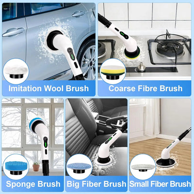 Cordless Electric Spin Scrubber Adjustable Cleaning Brush with Replacement Heads for Tub Tile Floor Car Electric Shower Scrubber