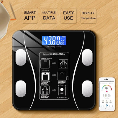 Body Fat Scale Smart Wireless Digital Bathroom Weight Scale Body Composition Analyzer with Smartphone App Bluetooth USB Charging