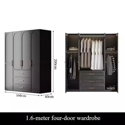 French Retro Style Black Wardrobes Storage Multilayer Cabinet Open Closets Wardrobes Bedroom Drawers Rangement Chambre Furniture