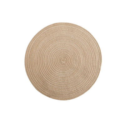 4pcs Woven Ramie Placemats Round Table Mat Anti Slip Dining Table Mats Non-Slip Tableware Bowl Pads Kitchen Drink Cup Coasters