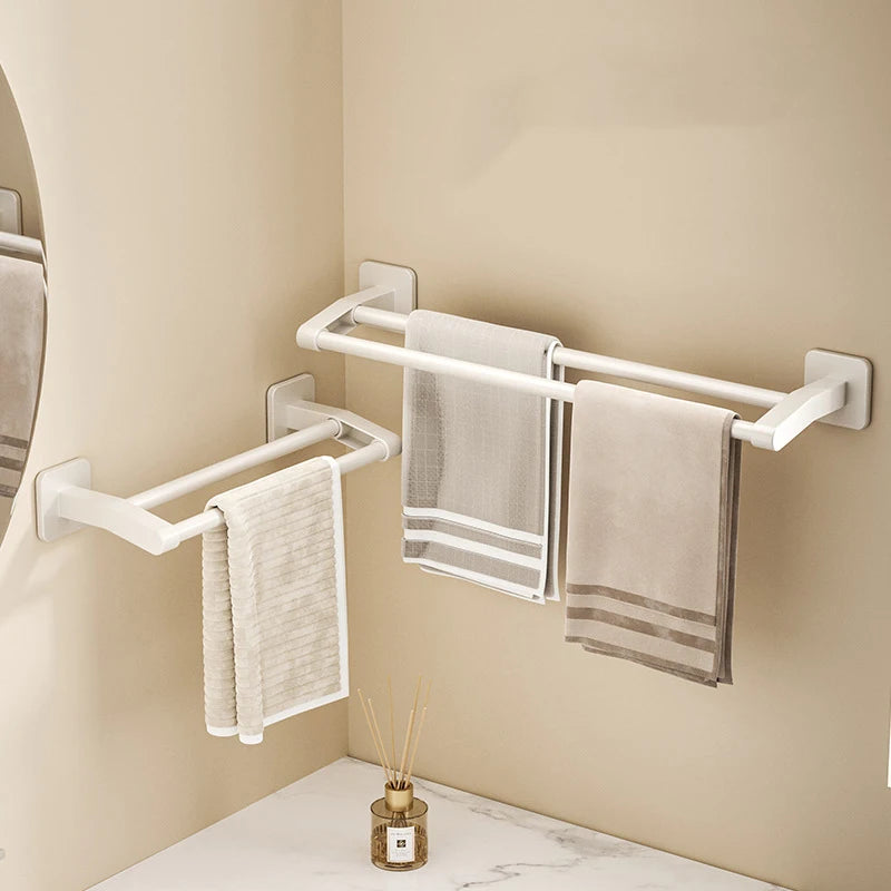 Self-adhesive Home Bathroom Towel Rack Without Drilling Wall Mounted Towel Holder Kitchen Bathroom Storage Rack Shelf