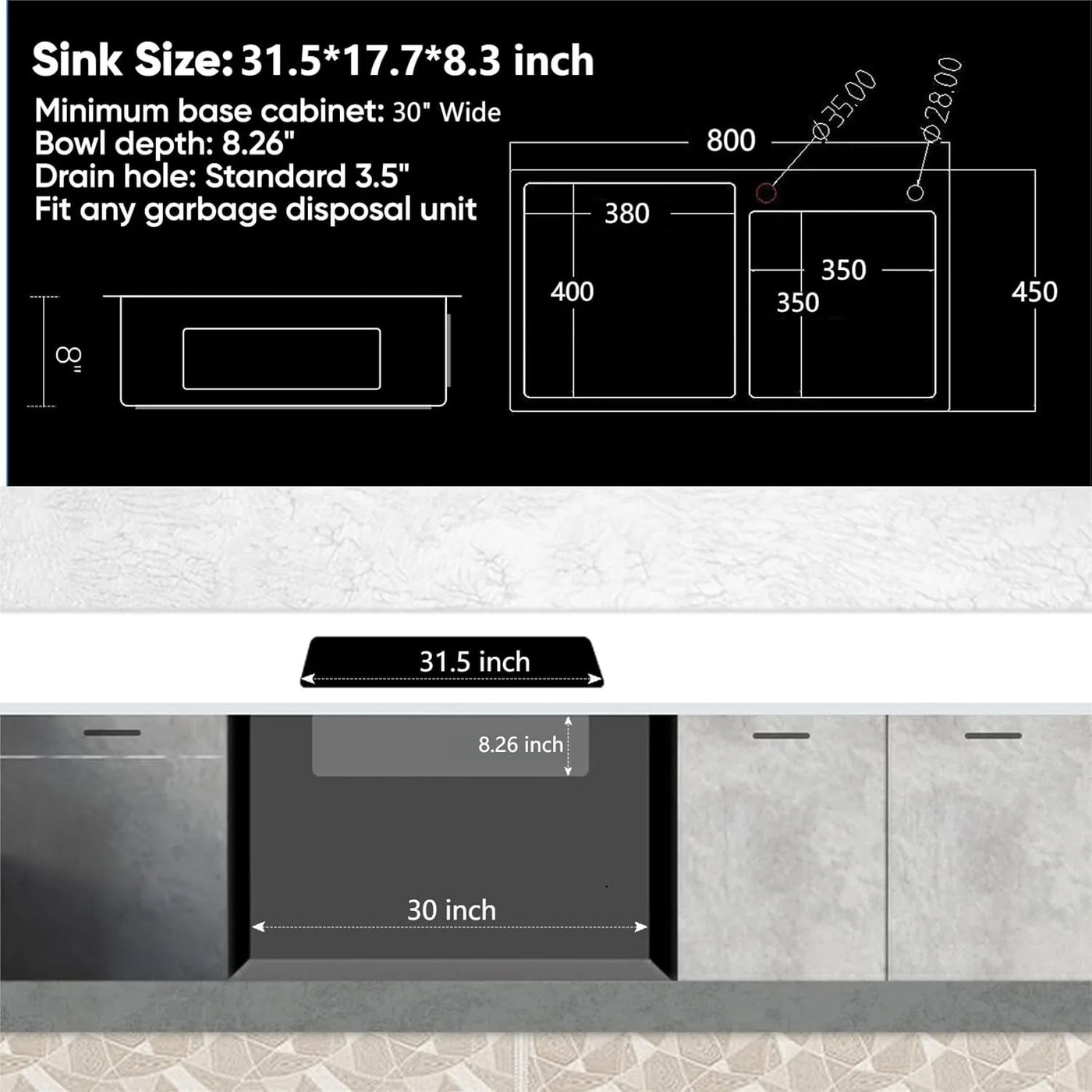 31" x 18" Black Double Bowl Kitchen Sink, Drop-in/Topmount Overmount Kitchen Sinks Basin with 304 Nano-Coated and Accessories