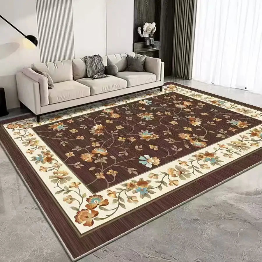 VIKAMA Simple Chinese Classical Folk Wind Crystal Velvet Carpet Living Room Coffee Table Household Non-Slip Carpet