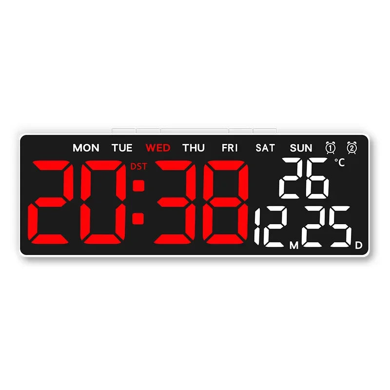 LED Digital Alarm Clock Brightness Adjustable Electronic Alarm Clock Date Temp Week Display Table Clock USB Output Bedside Clock