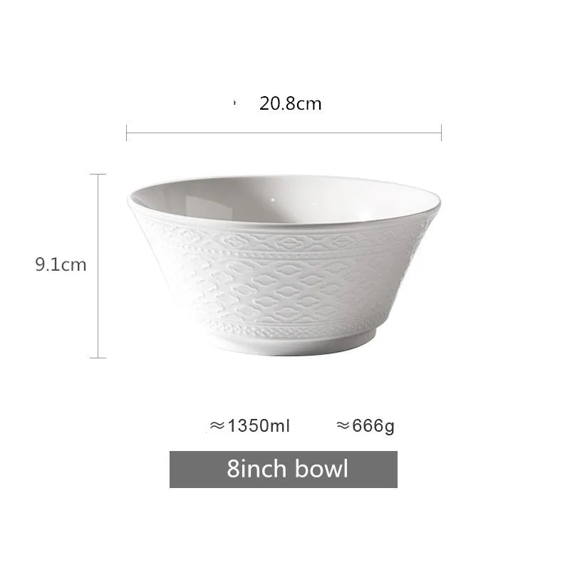 White Ceramic Plate Steak Food Plate  Bowl Ins Dinner Dish Porcelain Tableware For Family Hotel