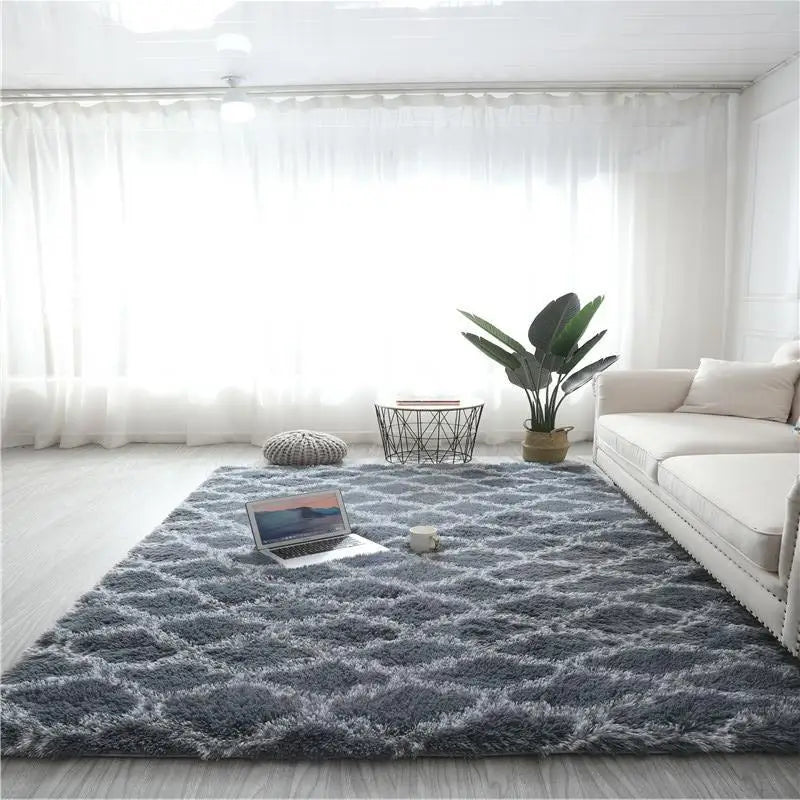 VIKAMA Tie-Dye Silk Wool Rug Living Room Coffee Table Soft Plush Floor Mat Modern Nordic Full Bedroom Bed Blanket For Children