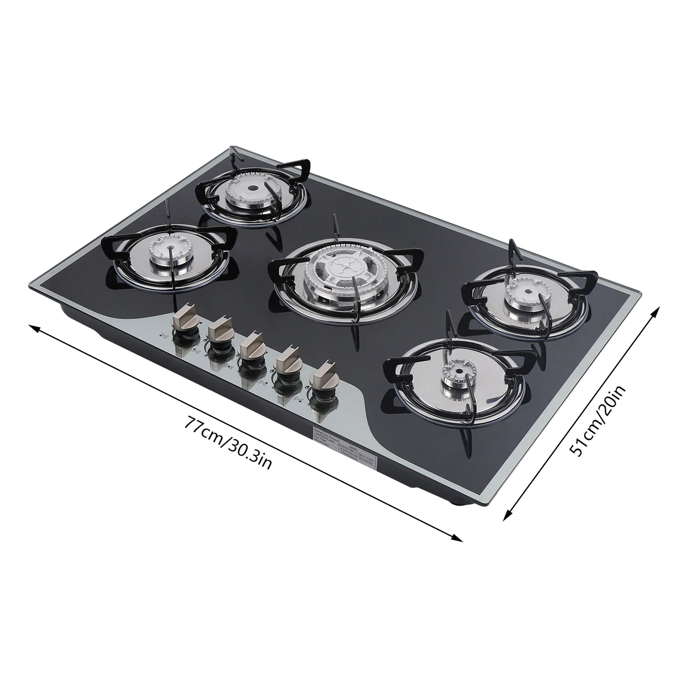 30 inch Kitchen Gas Cooktop Stainless Steel 5 Burners NG/LPG Dual Fuel Gas Stovetop Gas Hob Cooktop Burners