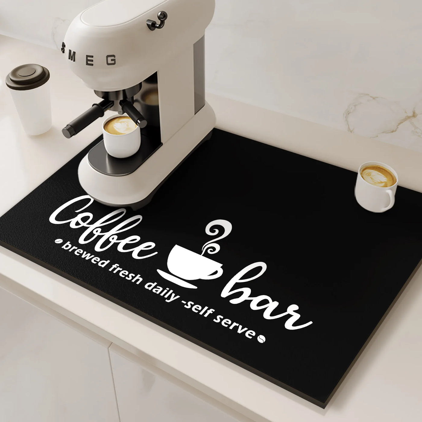 Retro Coffee Maker Mat Kitchen Drain Pad Non-slip Dish Drying Mats Quick Dry Tableware Faucet Placemat Dinnerware Washable