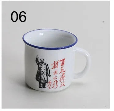 Chinese retro mug,Coffee Mugs  Camping Drinkware White porcelain tea cup,Creative  gift