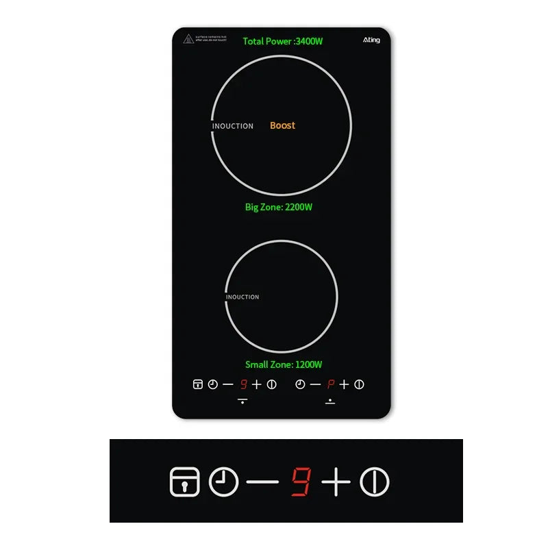 induction cooktop electric stove 3400W built-in hob 2 burner Induction cooker