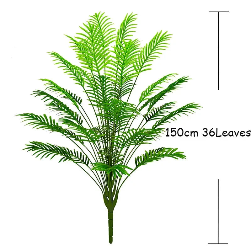 150cm Large Artificial Palm Tree Fake Tropical Plants Plastic Monstera Leaves Green Palm Tree For Home Garden Shop Party Decor