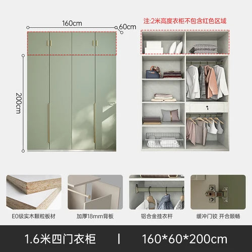 Green Wooden Wardrobe Storage Hanging Large Portable Organizer Wardrobe Bedroom Multifunction Kleiderschrank Room Furniture