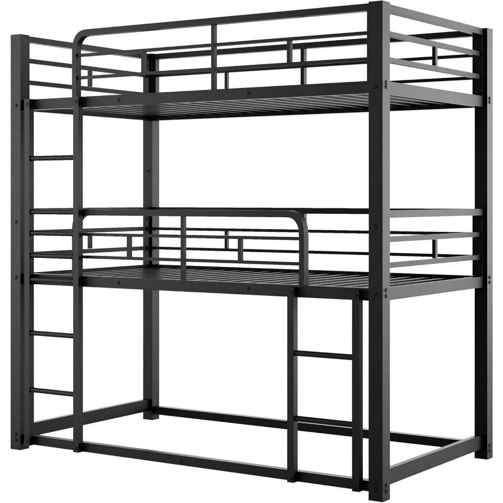 Heavy Duty Triple Bunk Bed Twin Over Twin Over Twin Metal Bunkbeds with Ladder No Box Spring Needed Easy Assembly