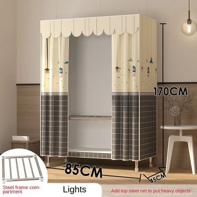 Simple Wardrobe Cloth Closet Furniture For Home Household Bedroom Assembly Cabinet Steel Pipe Reinforced Storage Rack Wardrobe