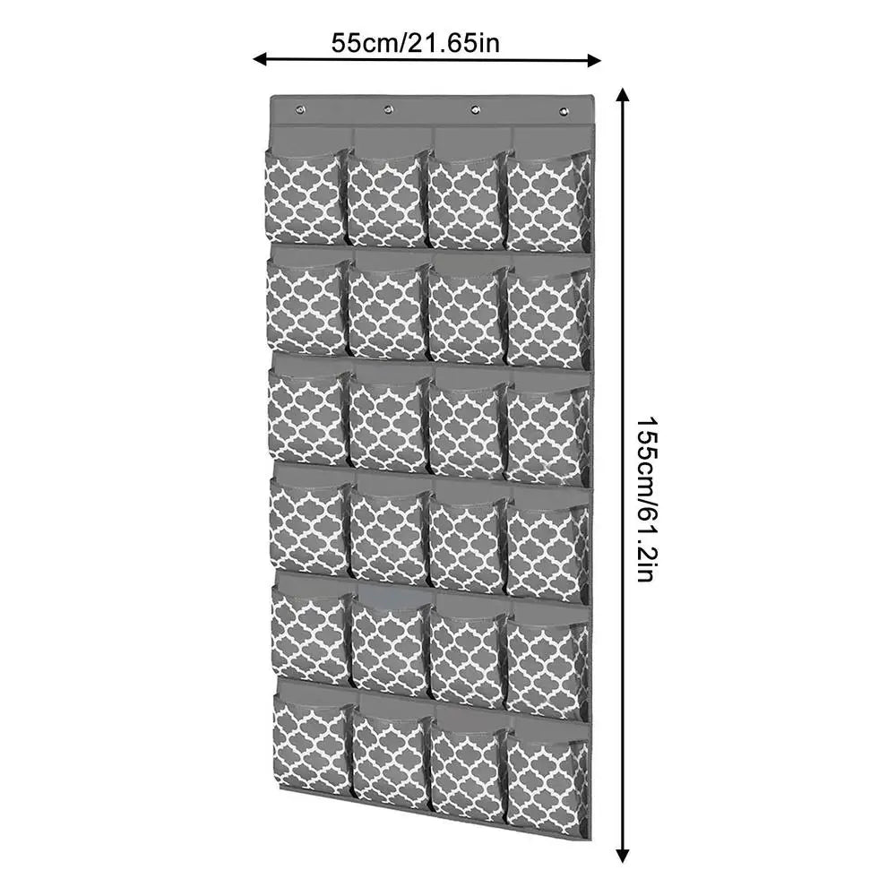 منظم أحذية مكون من 28 جيبًا مع رف معلق للأحذية ونعال لتخزين الأحذية وتوفير المساحة وخزانة أحذية منظمة ورف أحذية مجاني مزود بمسامير