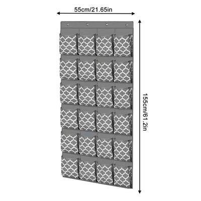 منظم أحذية مكون من 28 جيبًا مع رف معلق للأحذية ونعال لتخزين الأحذية وتوفير المساحة وخزانة أحذية منظمة ورف أحذية مجاني مزود بمسامير